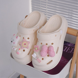 Dép nữ, dép sục Mita đế cao 5cm kèm charm Cún hồng/Cún xanh kiểu sandal quai hậu dễ thương CS-183