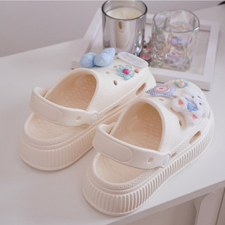 Dép nữ, dép sục Mita đế cao 5cm kèm charm Cún hồng/Cún xanh kiểu sandal quai hậu dễ thương CS-183