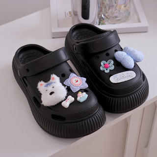 Dép nữ, dép sục Mita đế cao 5cm kèm charm Cún hồng/Cún xanh kiểu sandal quai hậu dễ thương CS-183
