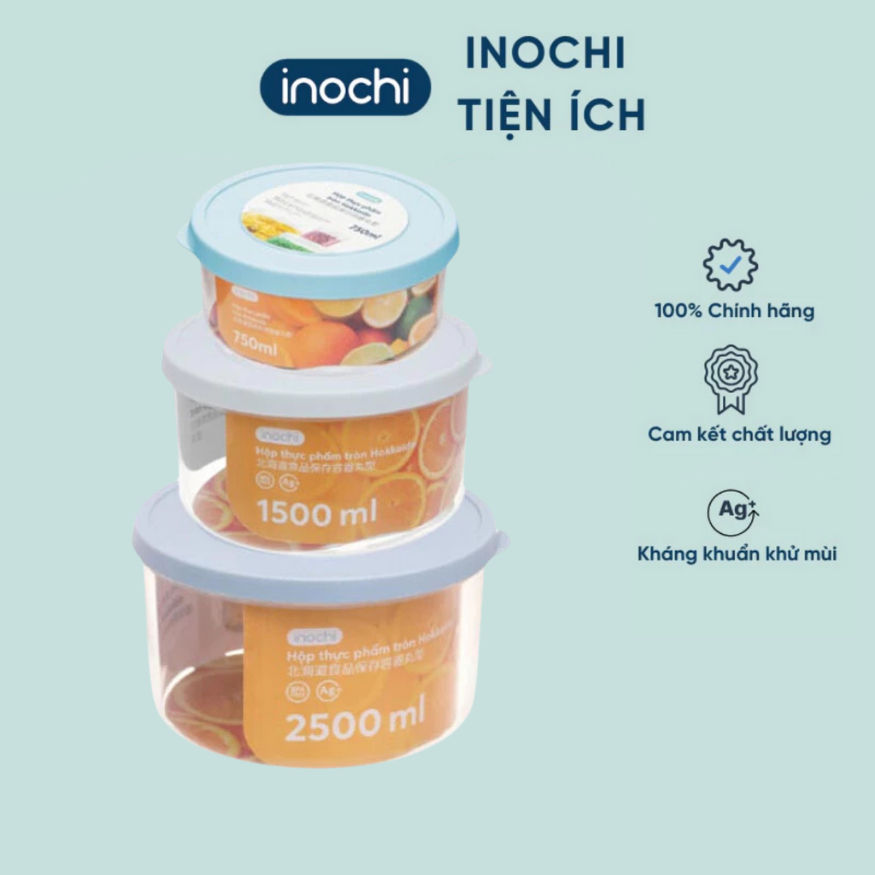 Hộp nhựa tròn trong suốt đựng thực phẩm INOCHI đủ size, an toàn, tiện lợi