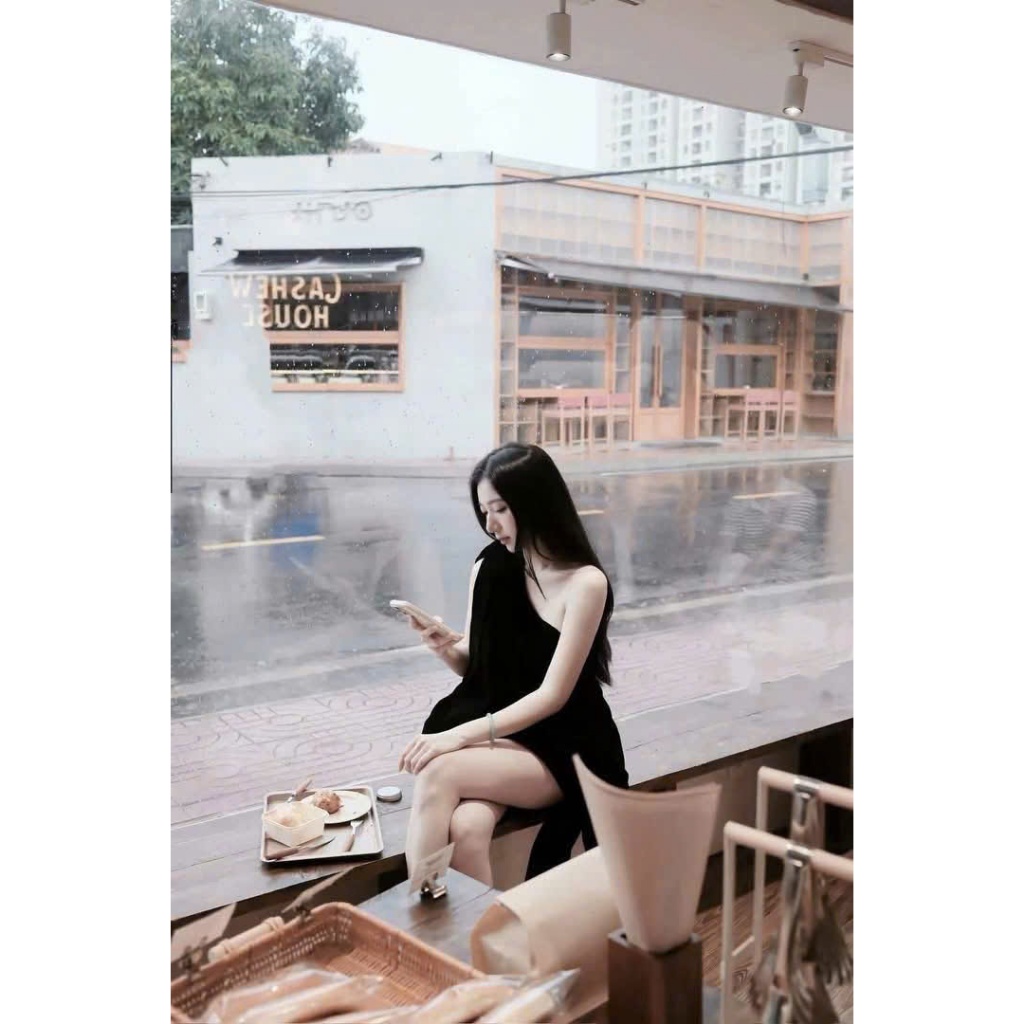 ZIMM STORE -  Bộ nữ áo nhung vai đính nơ from rộng phối chân váy ngắn