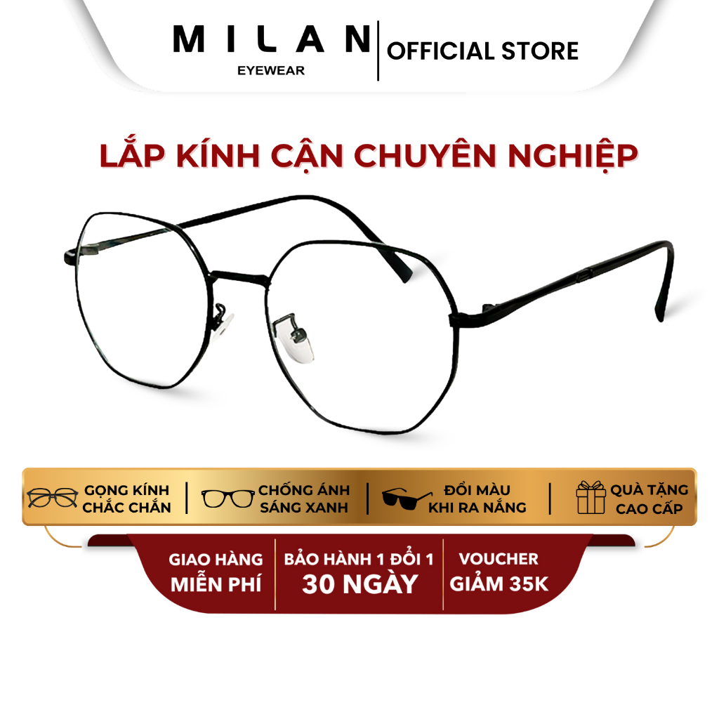 Gọng Kính Đa Giác MILAN EYEWEAR Chất Liệu Kim Loại Hỗ Trợ Lắp Tròng Cận Loạn Theo Yêu Cầu MI16