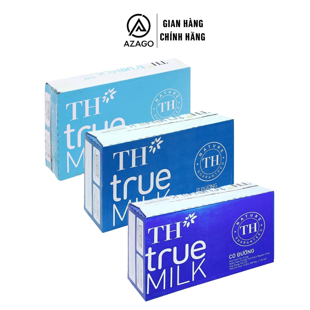 Thùng 48 hộp Sữa tươi tiệt trùng TH true MILK 110ml – Ít đường / Không ...