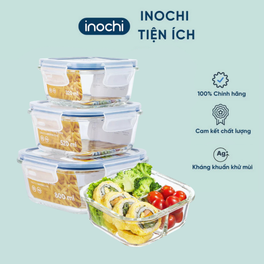 Hộp thủy tinh vuông đựng thực phẩm Nikko an toàn, tiện lợi - CHÍNH HÃNG INOCHI