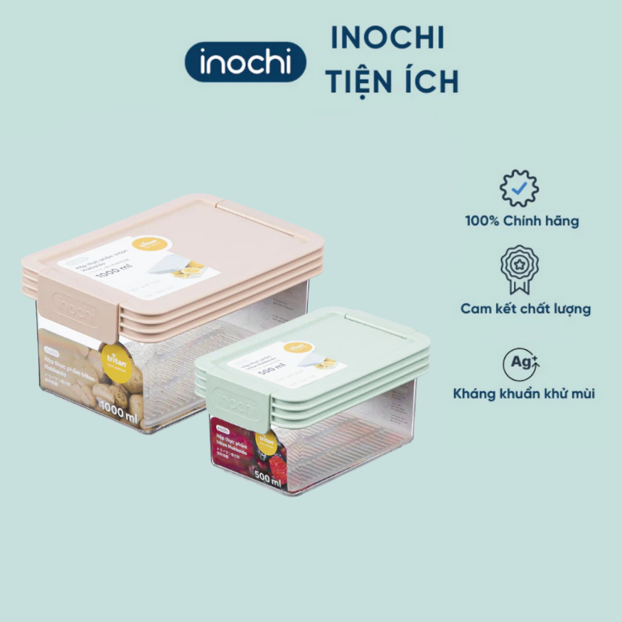 Hộp thực phẩm Tritan chữ nhật cao cấp, bảo quản rau quả tươi lâu, an toàn - CHÍNH HÃNG INOCHI