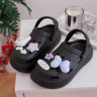 Dép nữ, dép sục Mita đế cao 5cm kèm charm Cún hồng/Cún xanh kiểu sandal quai hậu dễ thương CS-183
