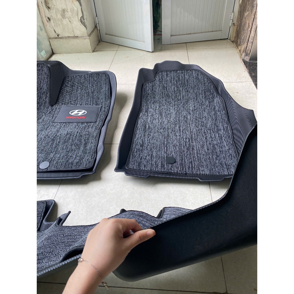 Thảm lót sàn NHỰA 5D TRÀN VIỀN xe Hyundai I10 2022, 2023, 2024, 2025 Thảm nhựa TPE 5D đúc nguyên khối theo xe- 2 hàng