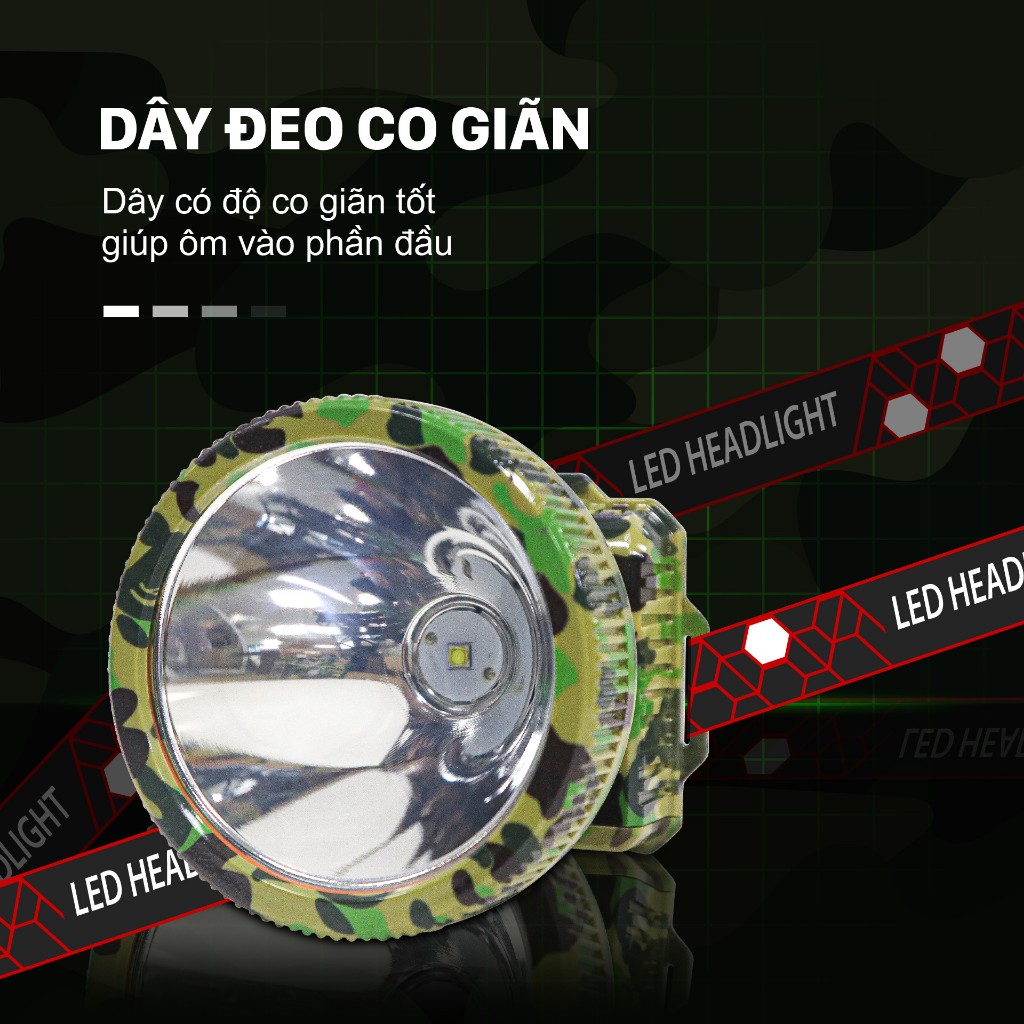 Đèn LED đội đầu D98 Mỹ Linh -1W, loại 1 bóng hoạt động bằng pin, kèm sạc và dây đeo đầu