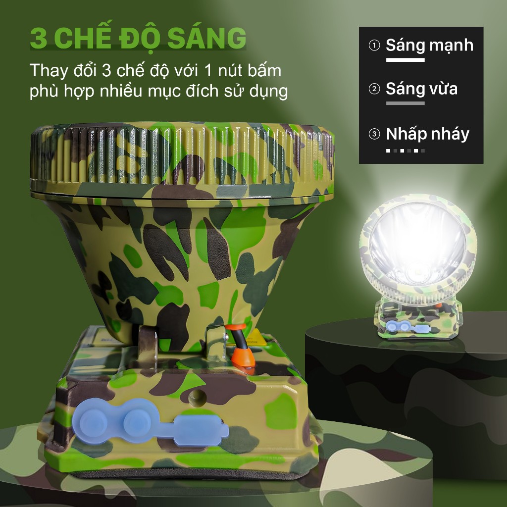 Đèn LED đội đầu D98 Mỹ Linh -1W, loại 1 bóng hoạt động bằng pin, kèm sạc và dây đeo đầu