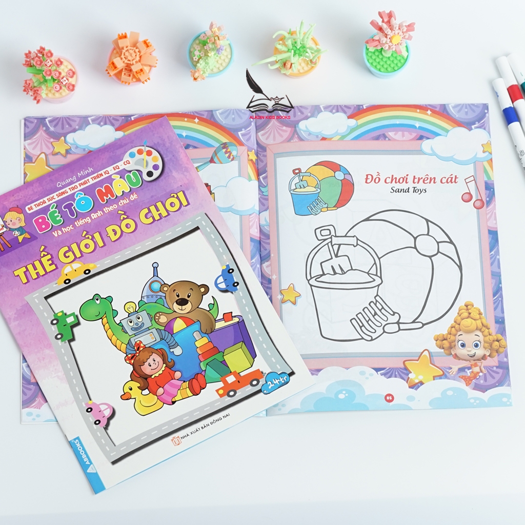 Sách - Bộ 4 Quyển Bé Tô Màu Và Học Tiếng Anh Theo Chủ Đề: Các Loài Chim, Thế Giới Đồ Chơi, An Toàn Giao Thông, Phương Ti
