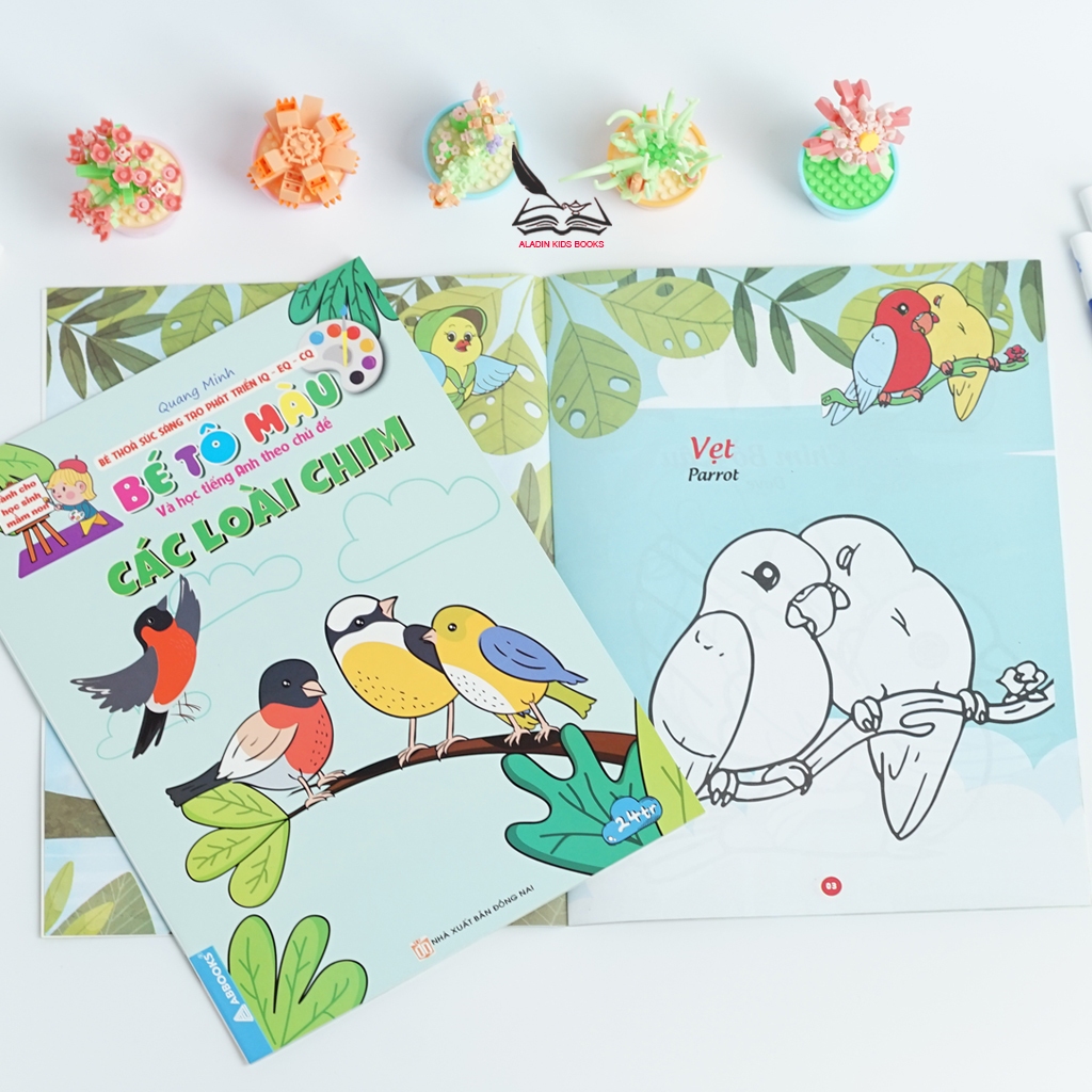Sách - Bộ 4 Quyển Bé Tô Màu Và Học Tiếng Anh Theo Chủ Đề: Các Loài Chim, Thế Giới Đồ Chơi, An Toàn Giao Thông, Phương Ti