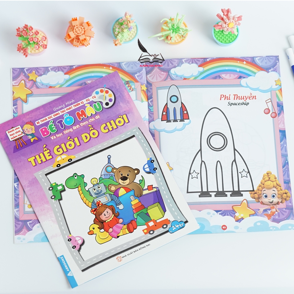 Sách - Bộ 4 Quyển Bé Tô Màu Và Học Tiếng Anh Theo Chủ Đề: Các Loài Chim, Thế Giới Đồ Chơi, An Toàn Giao Thông, Phương Ti