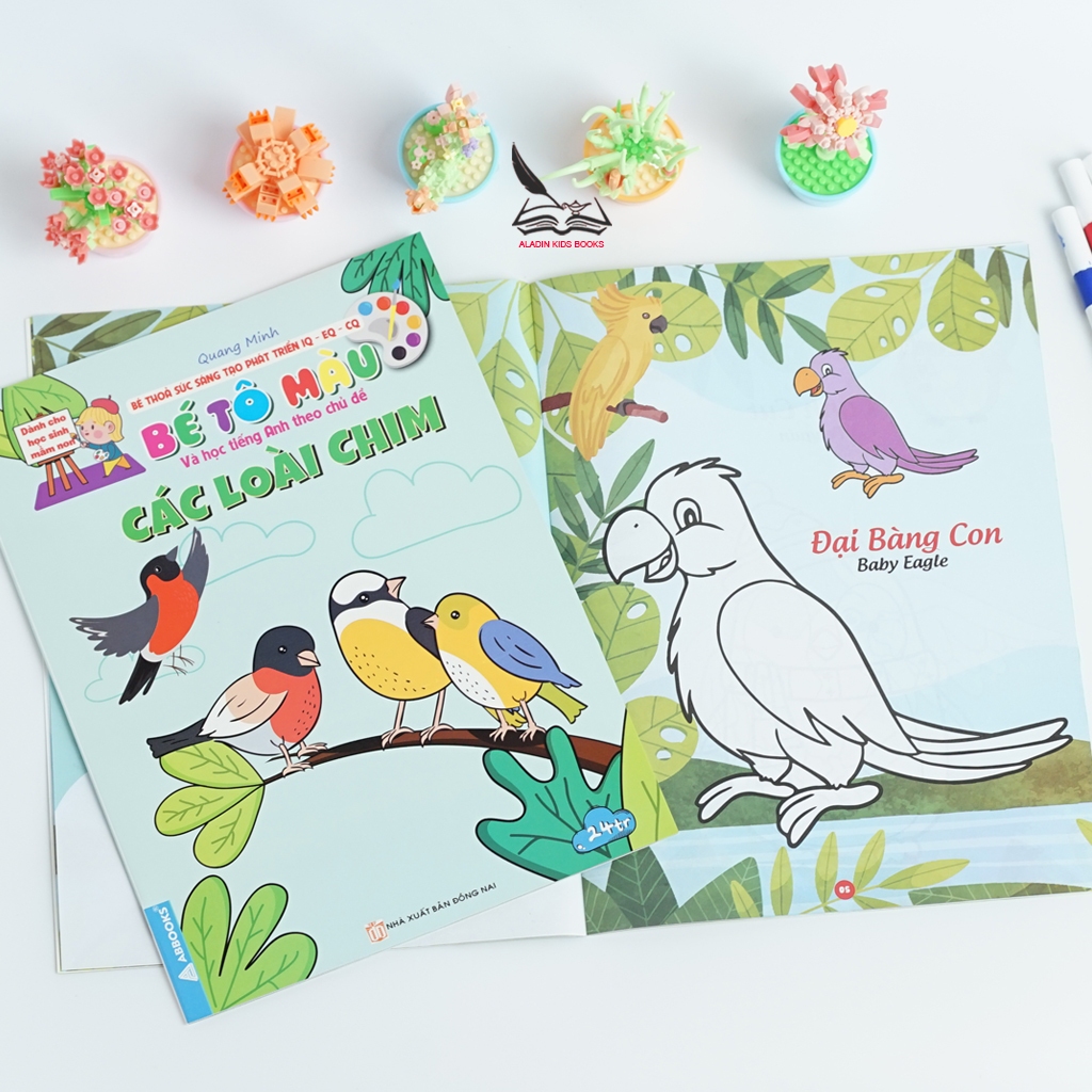 Sách - Bộ 4 Quyển Bé Tô Màu Và Học Tiếng Anh Theo Chủ Đề: Các Loài Chim, Thế Giới Đồ Chơi, An Toàn Giao Thông, Phương Ti
