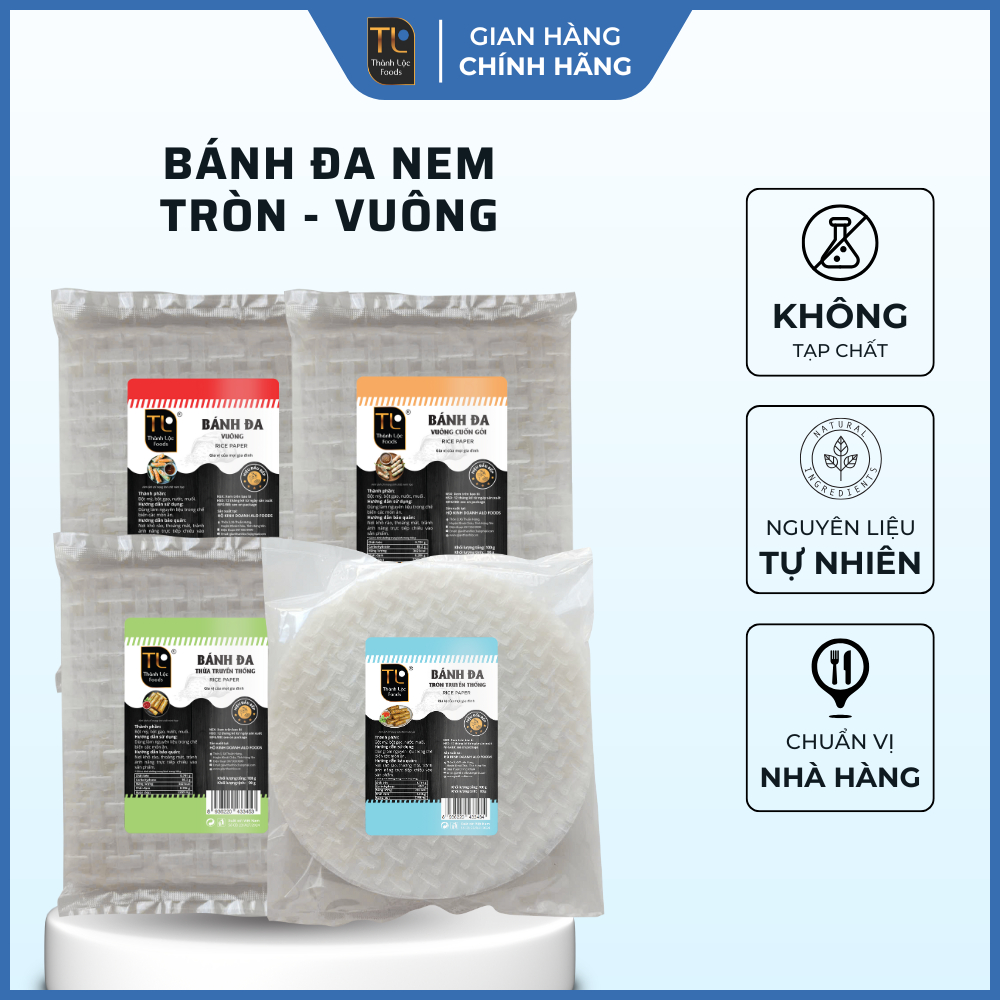 Bánh Đa Nem Thành Lộc – Bánh Đa Tròn, Vuông, Dẻo Mềm, Không Rách, Rán ...