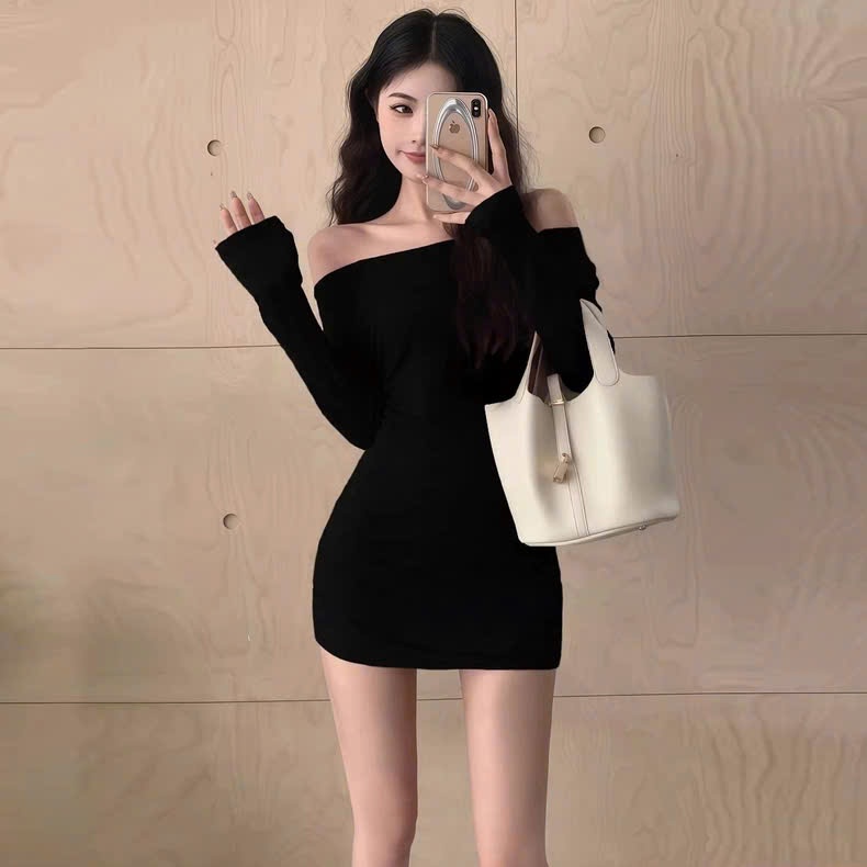 [CÓ SIZE] Đầm Body Nữ Dài Tay Trễ Vai RANSHI Thiết Kế Ôm Dáng Sexy Quyến Rũ Đi Chơi Chất Thun Gân QC cao cấp - RBD151