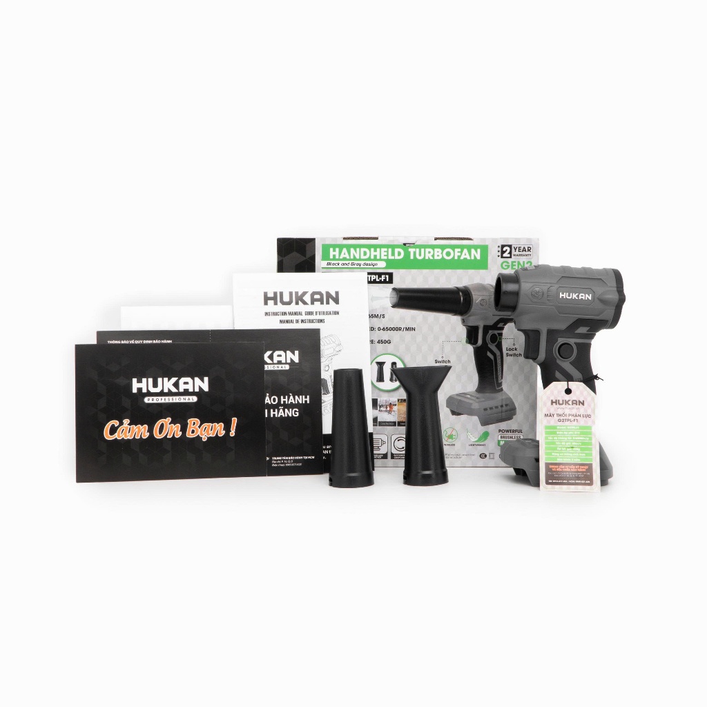 Máy thổi gió phản lực HUKAN G2TPL-F1, Tốc độ cao 65.000v/p - Không chổi than - Vệ sinh nhà cửa