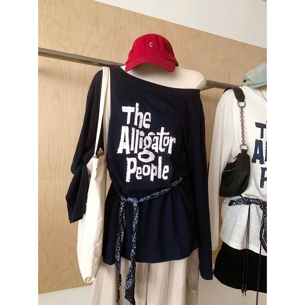 BST Áo dài tay lệch vai dáng rộng phong cách Hàn Quốc JULY FASHION, Áo tay dài trể vai in hình trẻ trung, chất vảu mềm