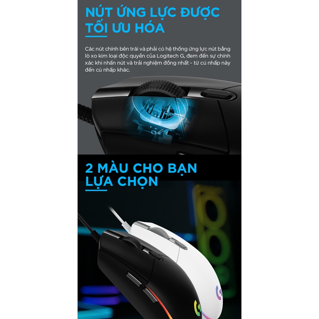 Chuột Gaming Có Dây Logitech G102 Lightsync RGB – Hiệu Năng Vượt Trội, Phản Xạ Tốc Độ Ánh Sáng