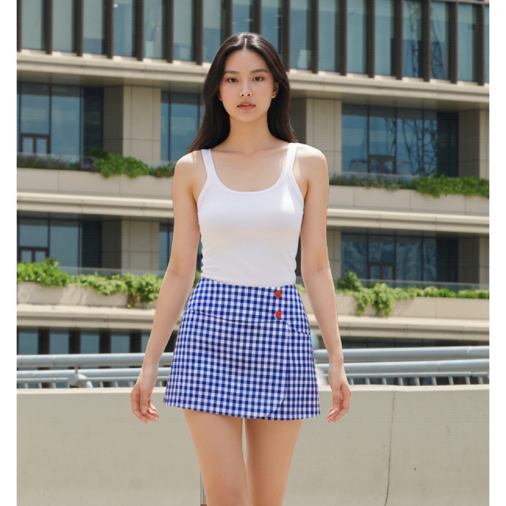 TheBlueTshirt - Chân váy ngắn sọc caro phom chữ A cotton cho nữ - Soul City Skirt