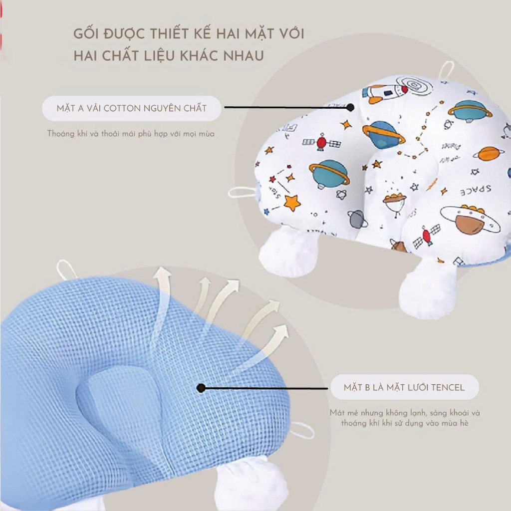 Gối silicon cho bé sơ sinh đa năng, chống bẹp đầu, định hình đầu, chất liệu êm ái, thoáng mát MB07