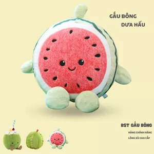 Gấu bông dưa hấu dễ thương, Thú nhồi bông hoa quả dưa hấu, sầu riêng, dừa làm quà tặng cho bé đáng yêu