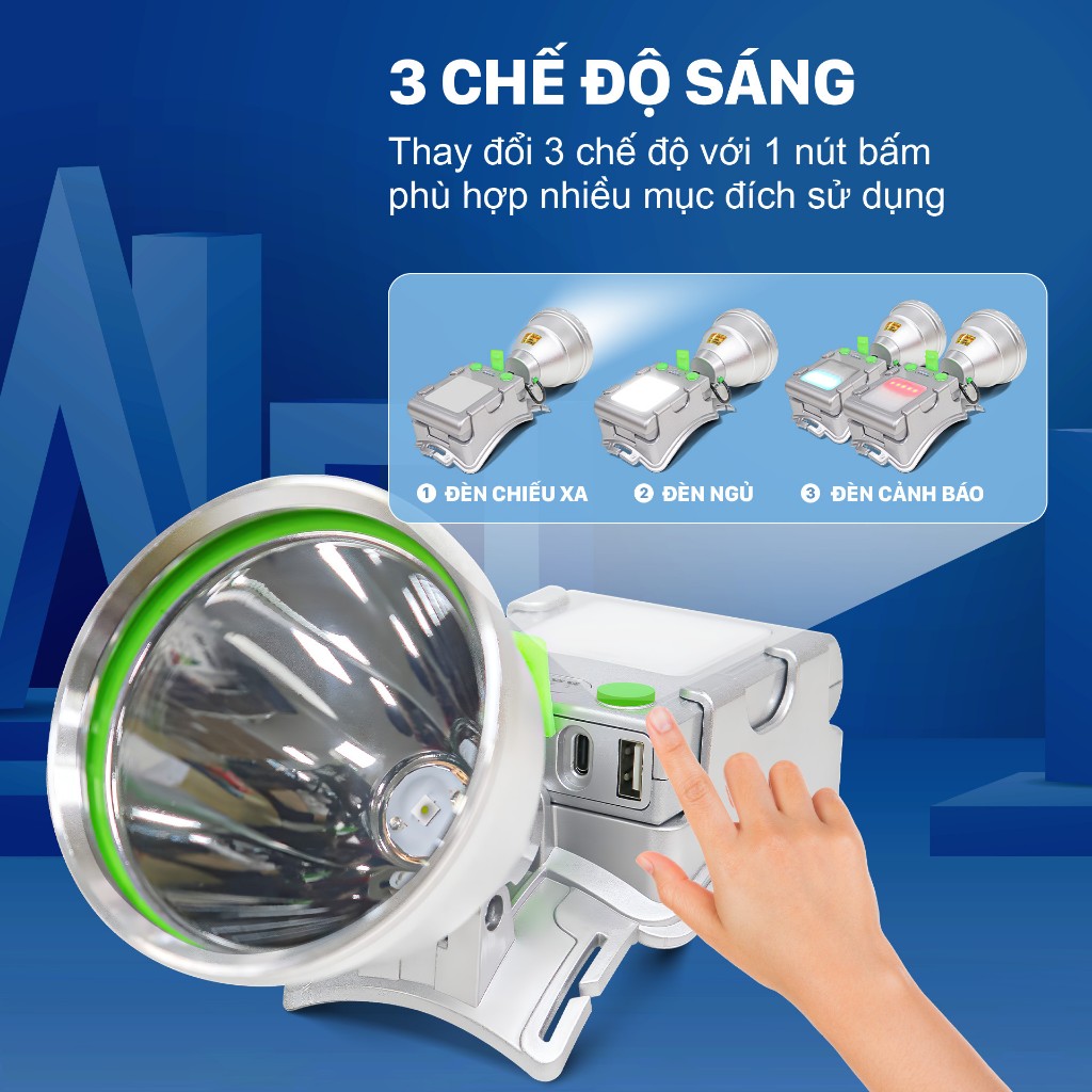 Đèn LED đội đầu D95 Mỹ Linh- 1W loại 1 bóng hoạt động bằng pin sạc. Chất liệu nhôm siêu nhẹ