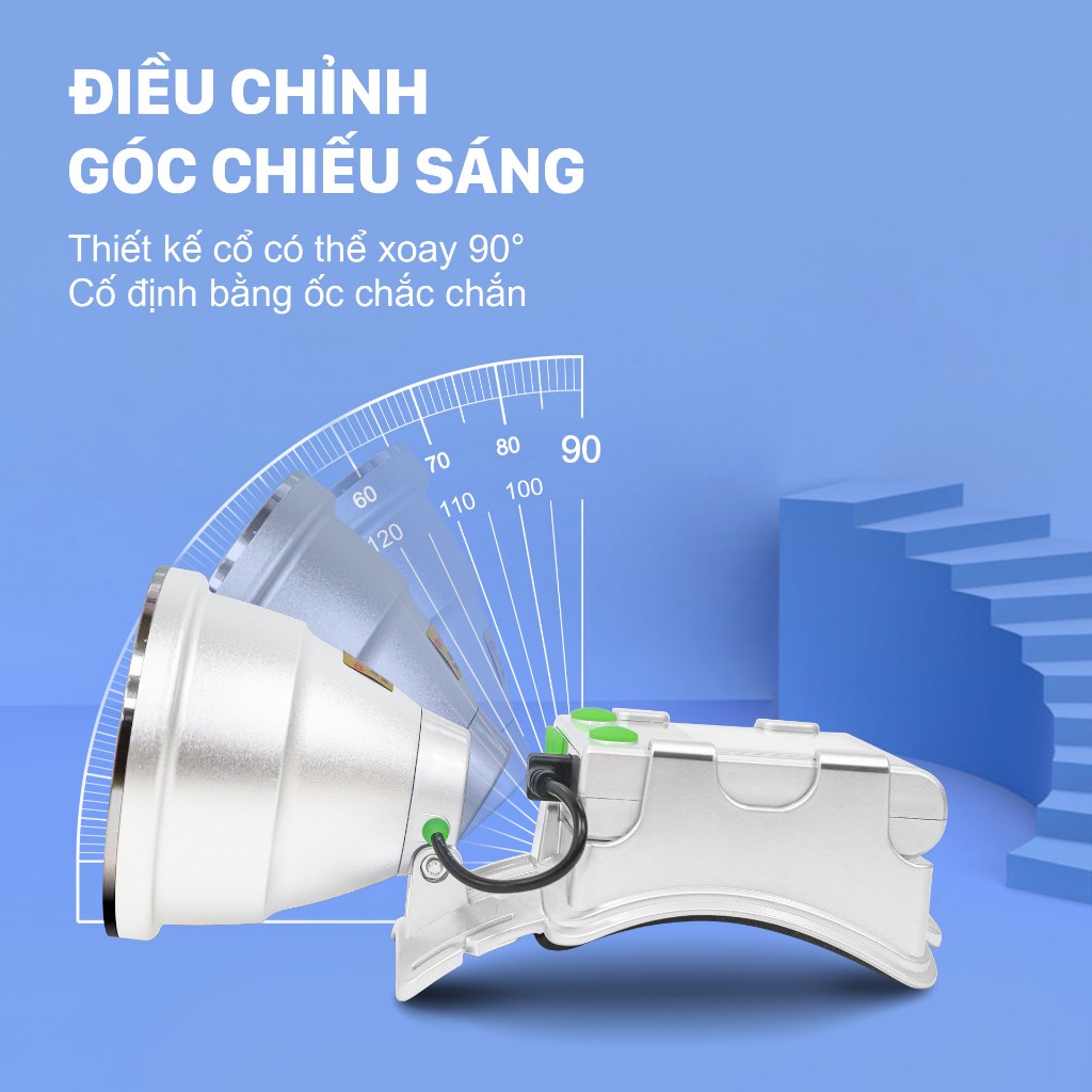 Đèn LED đội đầu D95 Mỹ Linh- 1W loại 1 bóng hoạt động bằng pin sạc. Chất liệu nhôm siêu nhẹ
