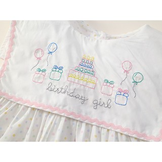 Váy Cho Bé Gái, Váy Cho Bé Thêu Hình Sinh Nhật Đáng Yêu Thiết Kế Túi Siêu Xinh Chất Liệu Cotton Mềm