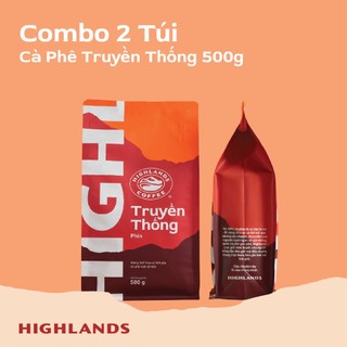 Combo 2 Túi Cà phê Truyền thống Highlands Coffee 500g/túi - cà phê rang xay pha phin
