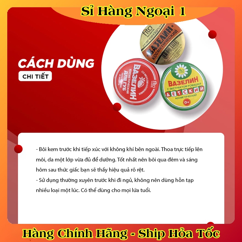 Sáp nẻ Vaseline Fito hộp thiếc 10g Nga chống khô, nứt nẻ da của Nga