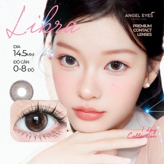 Lens nâu giãn tròng có viền 1 ngày LIBRA - nhãn hiệu  Angel Eyes - Độ cận 0-10 - Dia 14.5mm