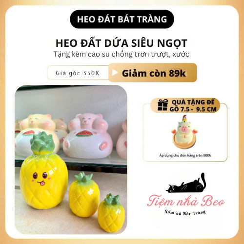 Ống heo tiết kiệm trái dứa vàng xinh xắn – Trang trí bàn học, bàn làm việc