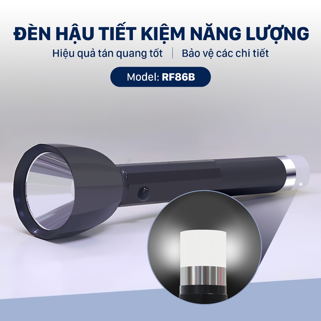Đèn pin cầm tay hiệu Mỹ Linh - RF104B, hoạt động bằng pin mới 100%. Pin lithium,chip LED SMD kèm sạc