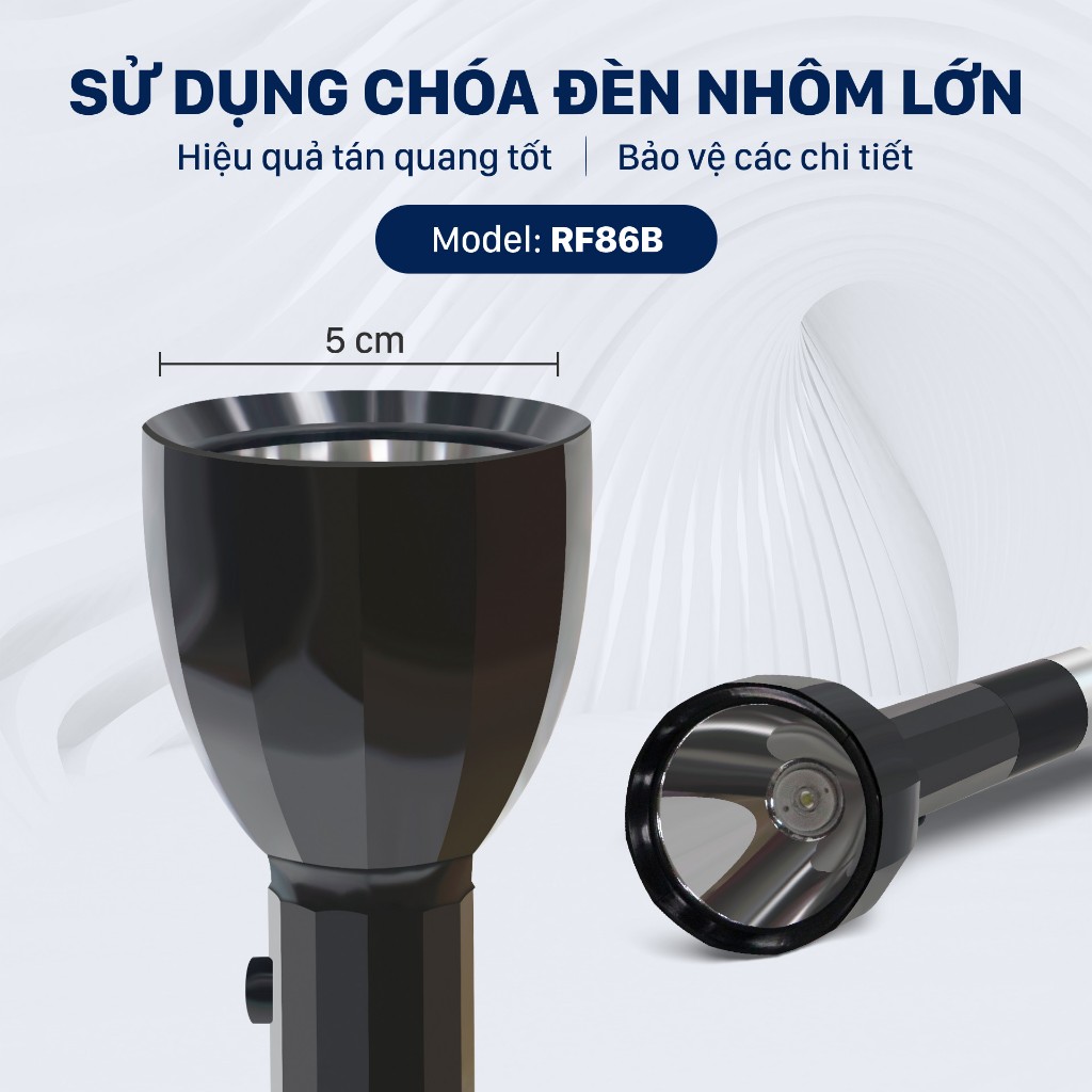 Đèn pin cầm tay hiệu Mỹ Linh - RF104B, hoạt động bằng pin mới 100%. Pin lithium,chip LED SMD kèm sạc