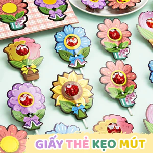 Thẻ cắm kẹo mút hình dễ thương – Giấy bọc kẹo dùng cho tiệc sinh nhật, đám cưới, sự kiện