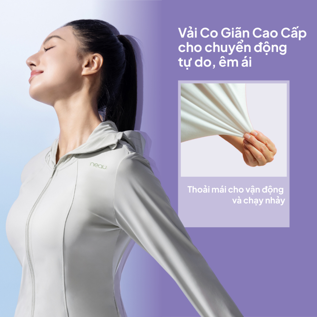 NEAU Áo Chống Nắng Nữ Có Mũ Tôn Dáng Mát Lạnh UPF50+ Logo Đổi Màu Theo Tia UV Khóa Kéo 2 Chiều - SlimFit SF501 | BigBuy360 - bigbuy360.vn