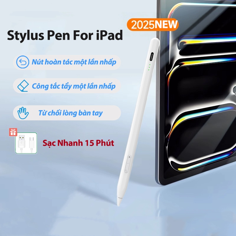 Bút cảm ứng Cho iPad,Chức năng phím tắt/Thiết kế từ tính/Sạc nhanh 15 phút choipad 9th8th7th 6th air 4 5 pro11 mini6