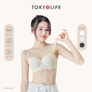 Áo lót ngực nữ TOKYOLIFE không gọng không viền đệm mỏng nâng ngực chống tụt 40004240 S9BRA002Q