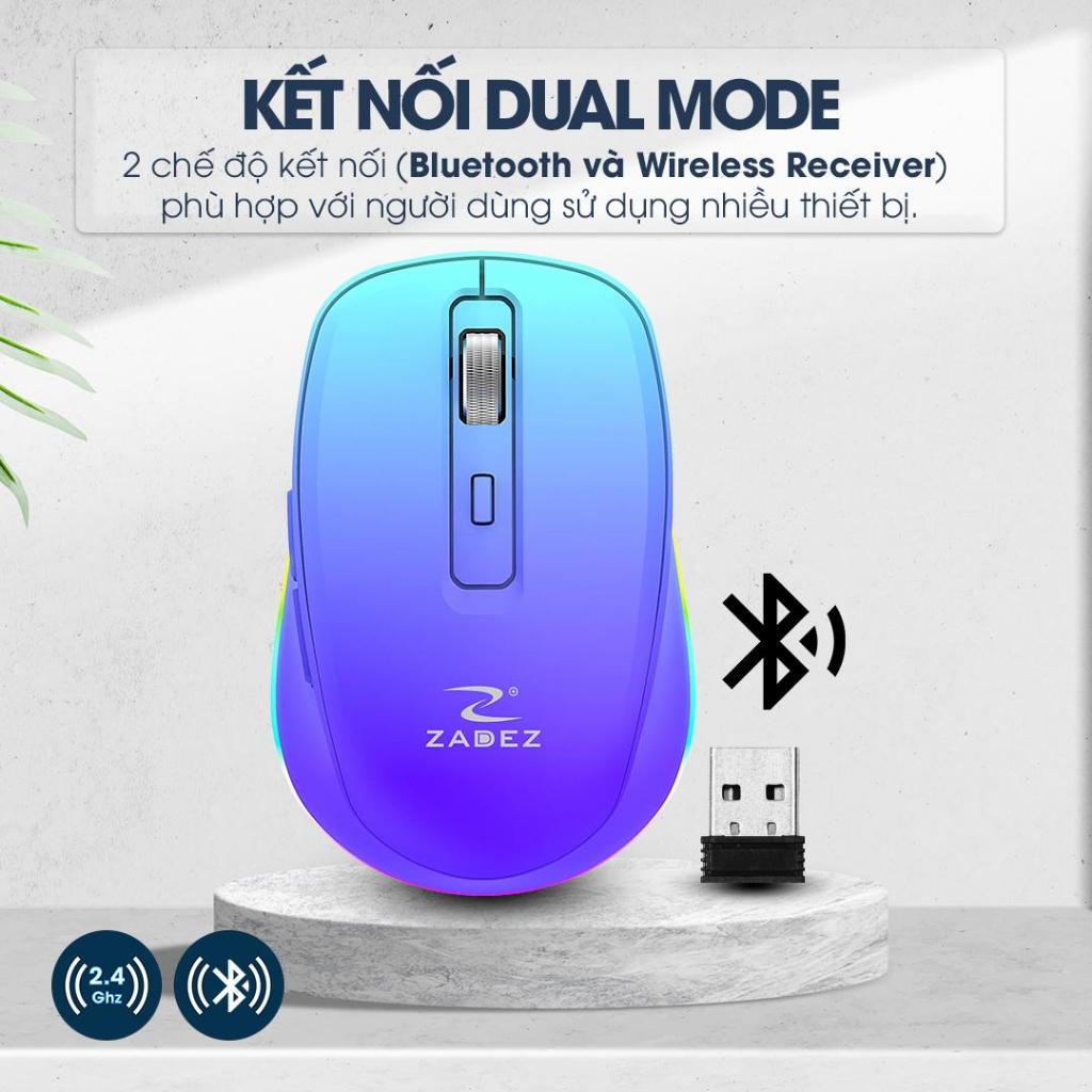 Chuột Silent ZADEZ M-382Z - Kết Nối Bluetooth Và USB Receiver, Pin Sạc, DPI 2000 Độ Chính Xác Cao