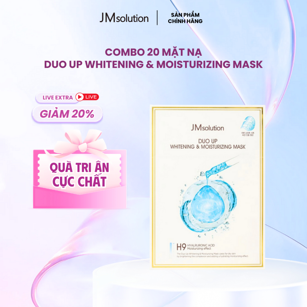 Combo 20 Mặt Nạ Thuần Chay JMSolution Duo Up Moisturizing Hỗ Trợ Cấp Ẩm, Dưỡng Trắng 600g