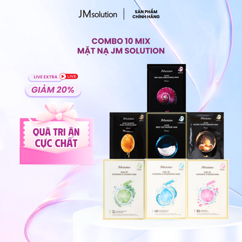 Combo 10 Mix Mặt Nạ Dưỡng Da JMSolution Hỗ Trợ Cải Thiện Tình Trạng Mọi Loại Da, Dưỡng Ẩm Trắng Da 30g - JMSoluti