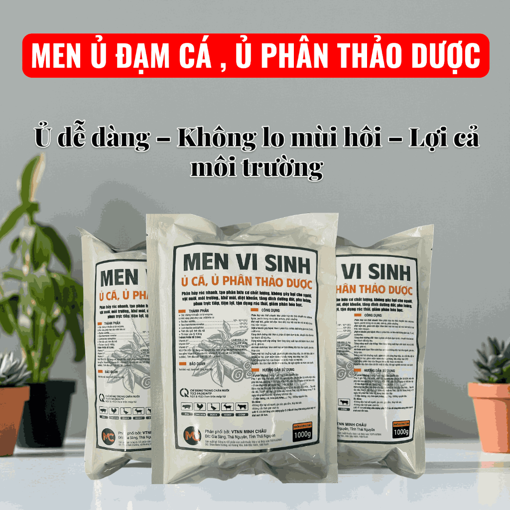 ( Gói 1kg )Men Vi Sinh Ủ Đạm Cá, Ủ Phân Thảo Dược