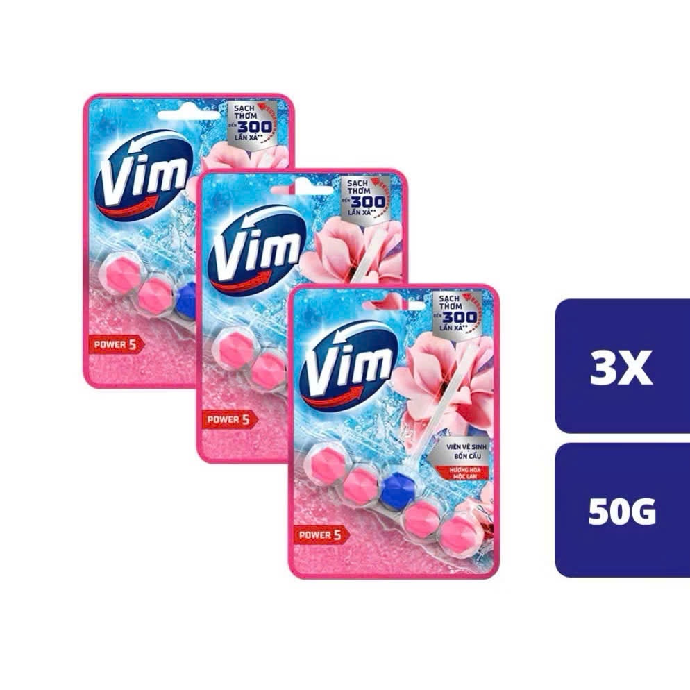 Viên Vim Treo Vệ Sinh Bồn Cầu Vim Power 5 | Sạch Thơm Đến 300 Lần Xả (50g-55g/viên)
