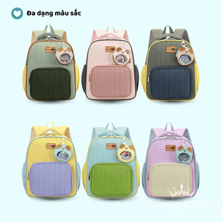 Balo Thêu Tên Cá Nhân Cho Bé, Thiết Kế Colorblock Hàn Quốc Xinh Xắn Dễ Thương Cho Bé Đi Học