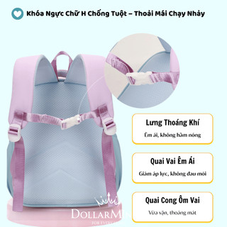 Balo Thêu Tên Cá Nhân Cho Bé, Thiết Kế Colorblock Hàn Quốc Xinh Xắn Dễ Thương Cho Bé Đi Học