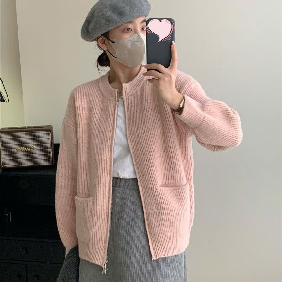 Áo khoác len cardigan chất len dệt kim thiết kế khóa kéo 2 chiều phong cách thời trang thu đông BA SP50