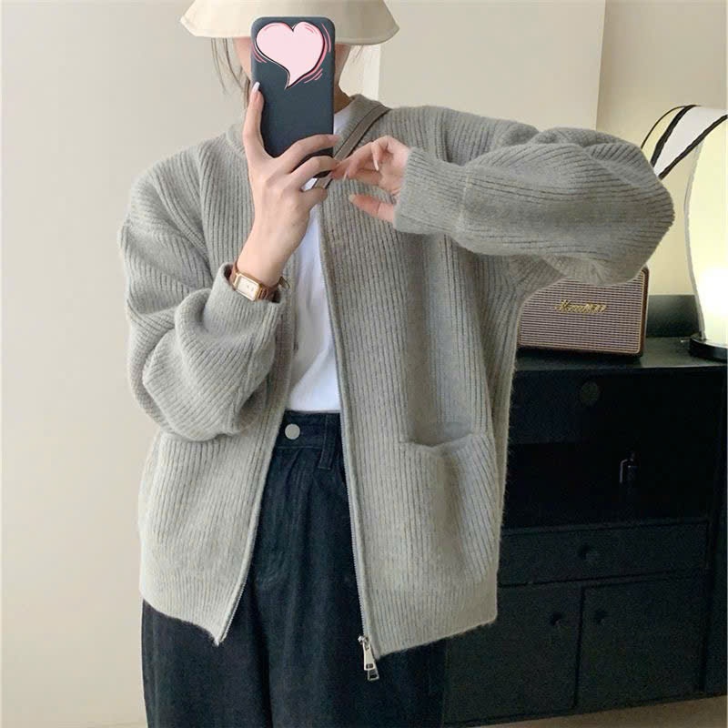 Áo khoác len cardigan chất len dệt kim thiết kế khóa kéo 2 chiều phong cách thời trang thu đông BA SP50