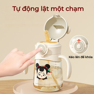 Youkebei Bình nước cho bé đi học - Bình tập hút cho bé trai và bé gái tiện lợi, cốc uống nước cho bé dễ thương