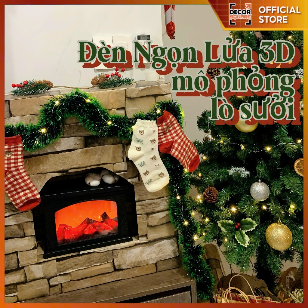 Đèn lò sưởi 3D mô phỏng ngọc lửa ấm áp phong cách Bắc Âu, Cozy | Quà tặng decor | Quà tặng tân gia | Quà tặng sinh nhật