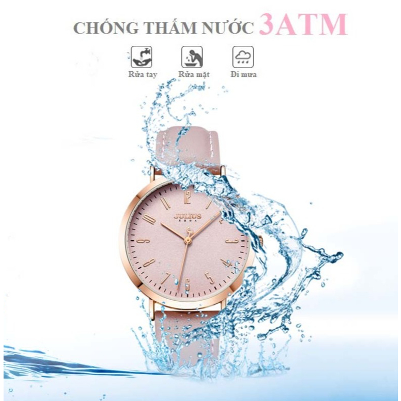 Đồng Hồ Nữ JA-1017D Julius Hàn Quốc Dây Da (Hồng)
